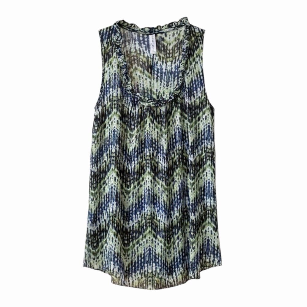Sweet Pea Anthropologie Stacy Frati Nylon Mesh Top Tank Cami Blouse Blue Green S